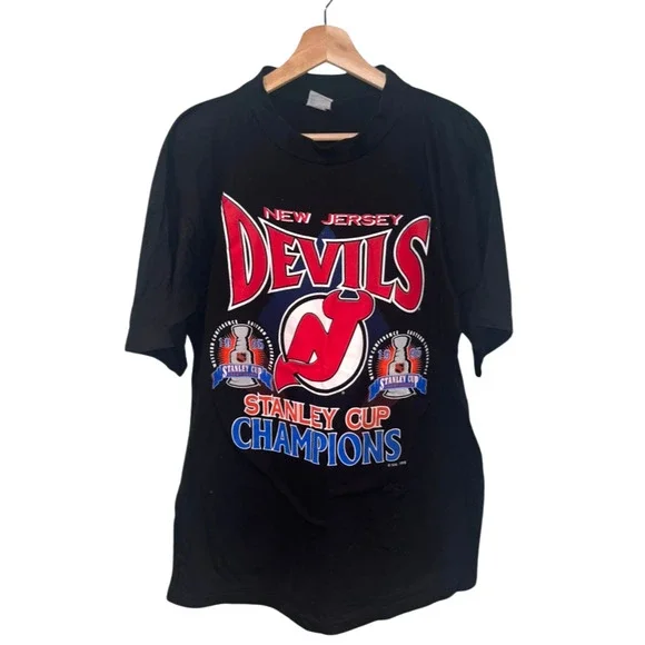 New Jersey Devils 1995 NHL Hockey Stanley Cup Champions Accord Shirt USA Sz. L - Picture 2 of 8